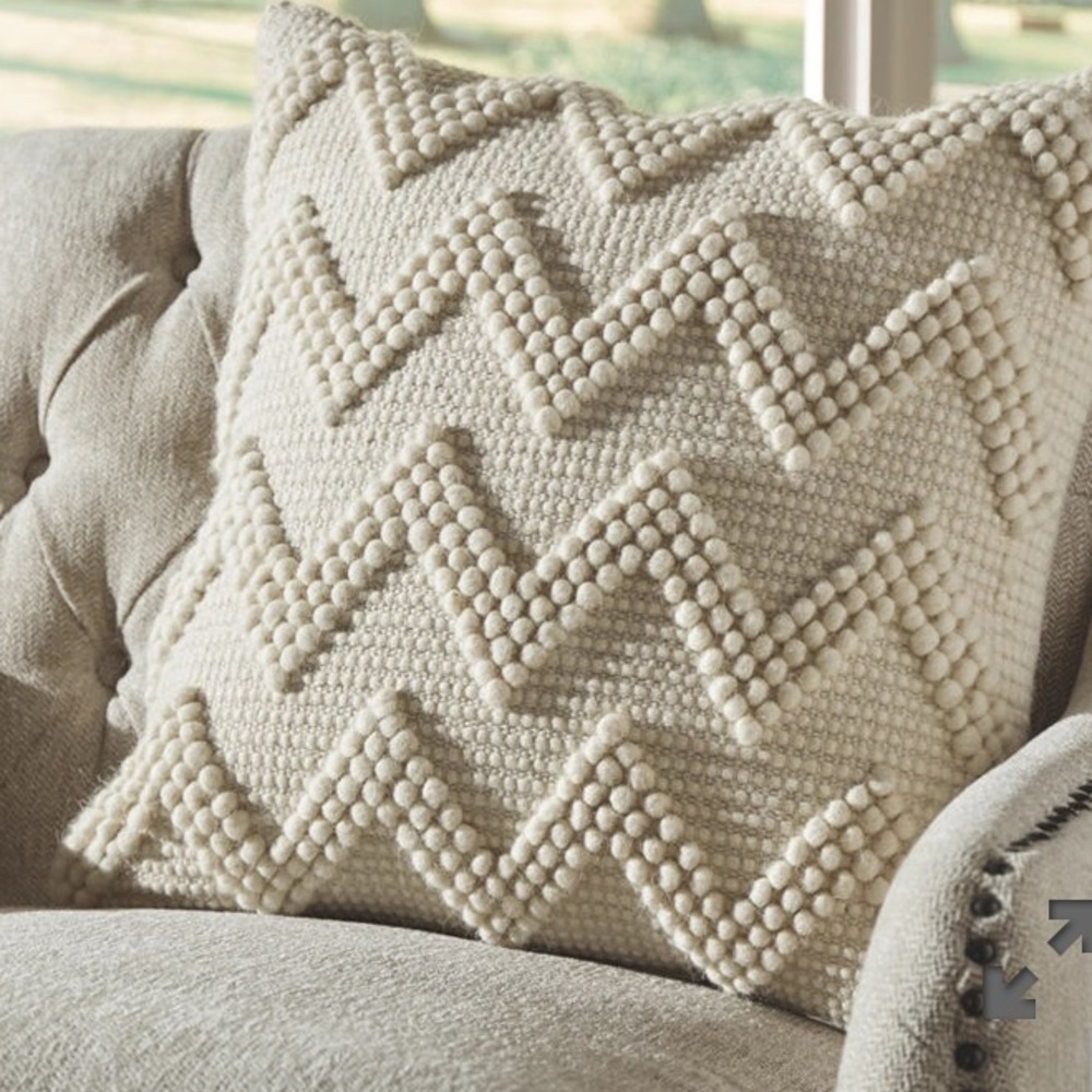 Signature Design by Ashley Amie Boho Chevron Throw Pillow, 20 x 20 Inches, Beige